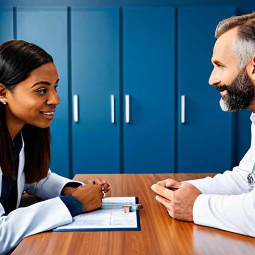 **

"A diverse rehabilitation team – a physical therapist, psychologist, and occupational therapist – collaborating around a table, reviewing a patient's recovery plan. They are fully clothed in professional attire, discussing progress with positive expressions. Modern clinic setting. Safe for work, appropriate content, professional, perfect anatomy, correct proportions, well-formed hands."

**