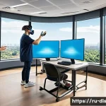 Home 22 장애인재활상담사 실무 연수 - A modern rehabilitation training classroom featuring diverse adult students practicing virtual reali...
