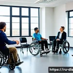 Home 21 장애인재활상담사 관련 행사 일정 - A modern rehabilitation consultant training session in a bright, professional classroom setting, fea...