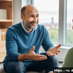 Home 20 장애인재활상담사 직업의 중요성 - A compassionate rehabilitation counselor engaging in a motivational conversation with a middle-aged ...
